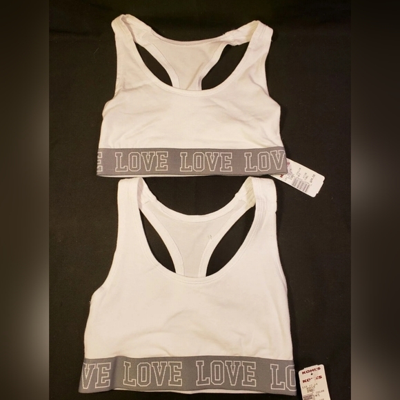TWO (2) NWT SO Intimates Cotton Love Bralette Size XS White with Gray Band - Picture 3 of 7
